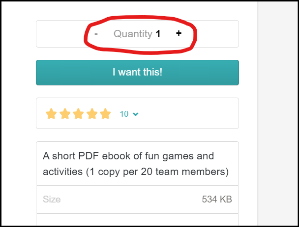 Fun Virtual Team-Building Activities Gumroad Sales Page - Quantity