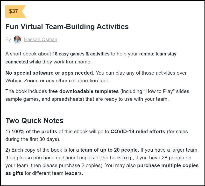 Fun Virtual Team-Building Activities Gumroad Sales Page