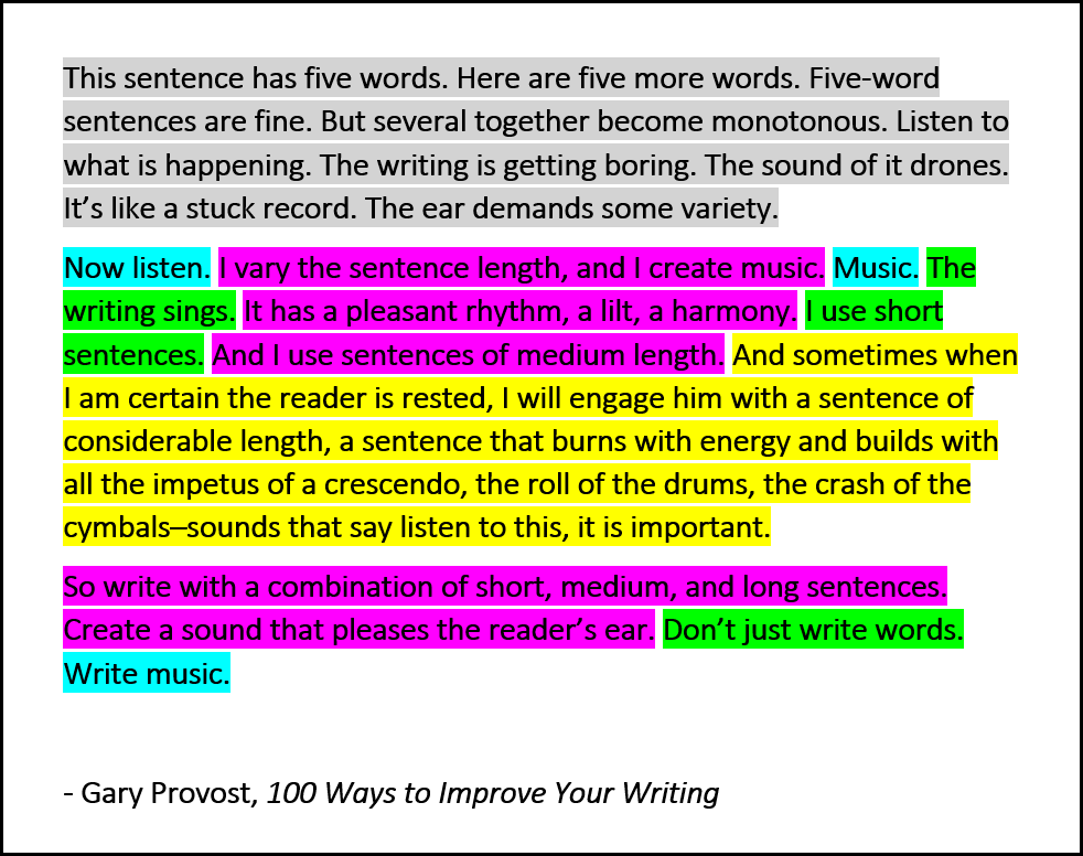 sentence length creative writing