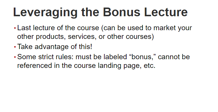 Using the Udemy Bonus Lecture and Other Marketing Tools